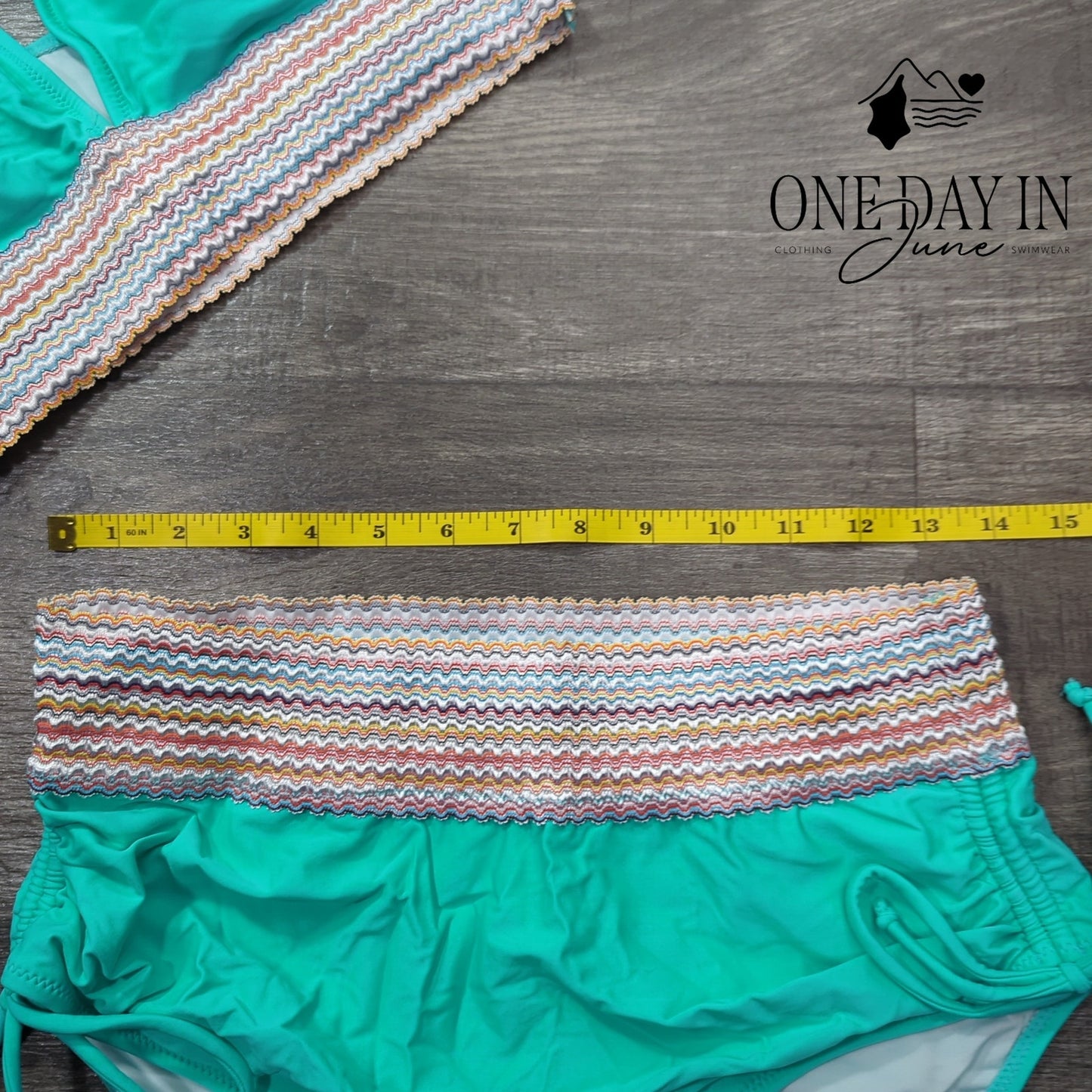 Blooming Jelly High Waist Drawstring Bikini Swimsuit Size L