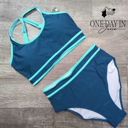 Blooming Jelly High Waist Crop Bikini Swimsuit Size M