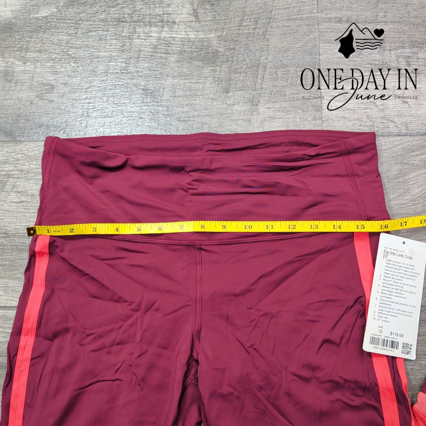Lululemon Zip the Line Crop 23 Leggings Deep Ruby Poppy Coral NWT Size 12