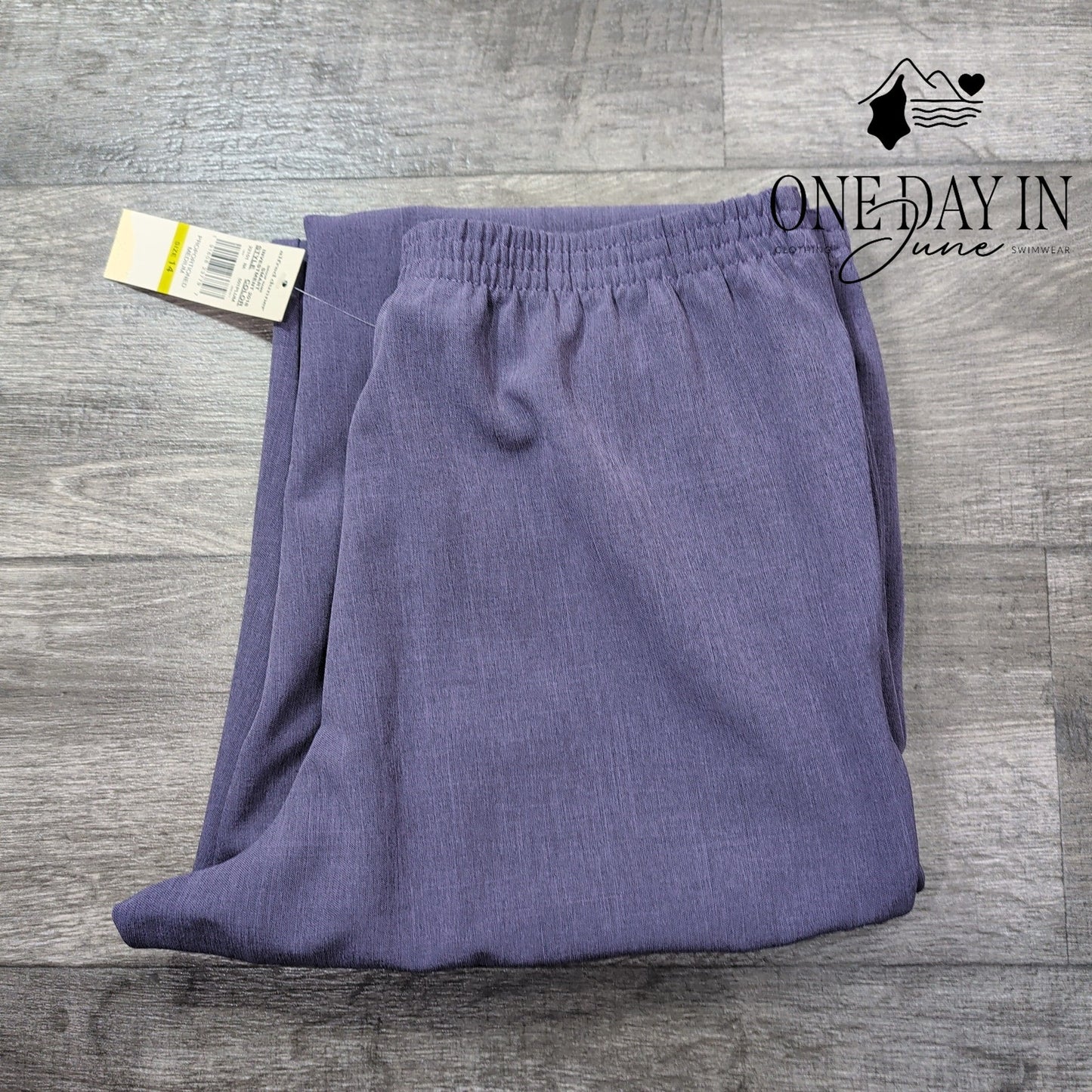 Alfred Dunner Classic Fit Pull On Pants Plum Purple Straight Leg NWT Size 14