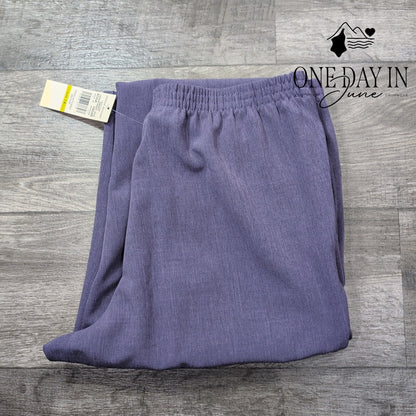 Alfred Dunner Classic Fit Pull On Pants Plum Purple Straight Leg NWT Size 14