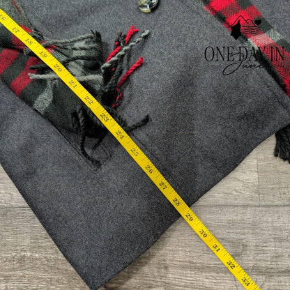 London Fog Wool Blend Pea Coat Plaid Scarf Charcoal Gray NWT Size M