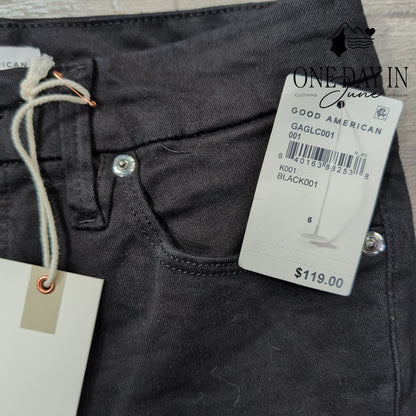 Good American Good Legs Crop Skinny Jeans Black High Rise NWT Size 6