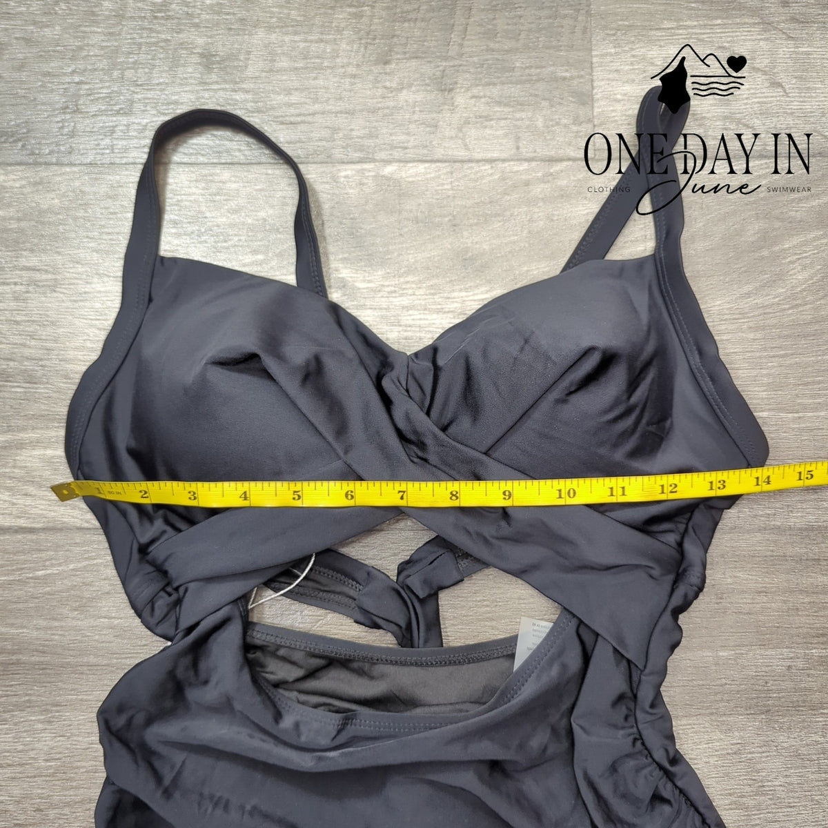 Eomenie Tummy Control Cutout Tie Back One Piece Swimsuit Black NWT Size S