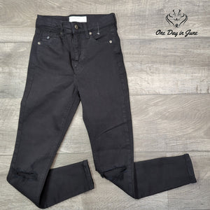 Topshop Jamie High Rise Distressed Skinny Jeans Black NWT Size 25 (0)