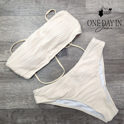Zaful Textured Bandeau Bikini Swimsuit Size M