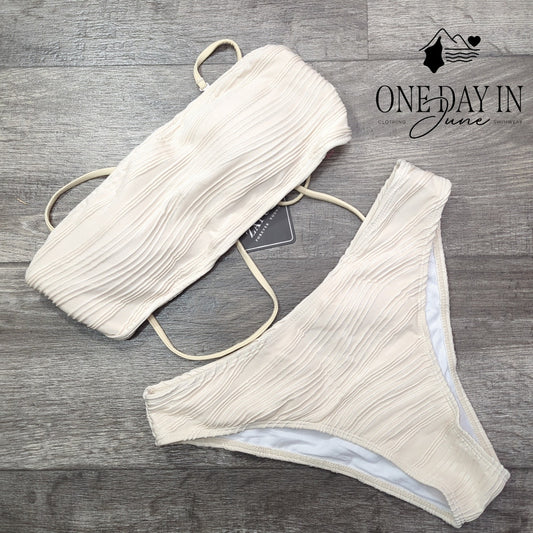 Zaful Textured Bandeau Bikini Swimsuit Size M