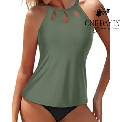 Yonique High Neck Tankini Swimsuit Size S