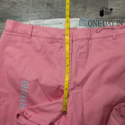 Talbots Perfect Crop Pants Pink Slim Leg Button Hem NWT Size 16WP