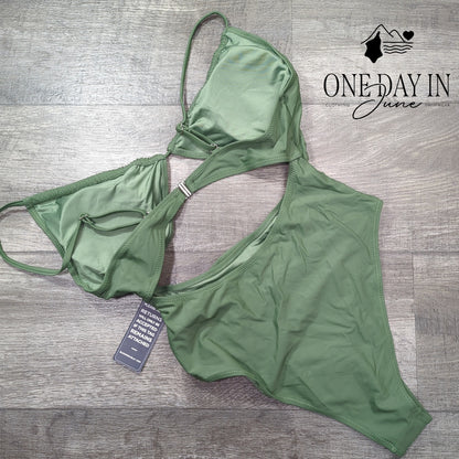 Blooming Jelly Cut Out One Piece Swimsuit Size M