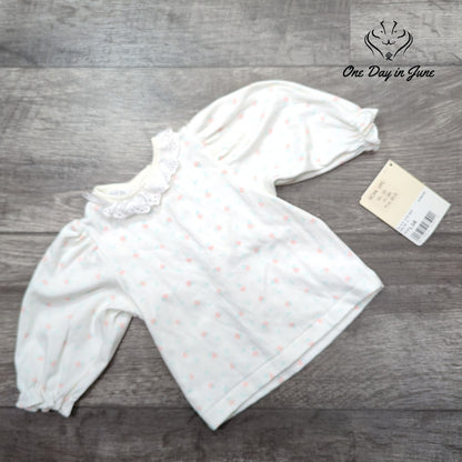 Carters Baby Girls Long Sleeve Floral Top White Eyelet Collar NWT Size 6-9 Mths