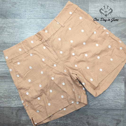 Loft 6" Linen Mid Rise Polka Dot Shorts Size 0