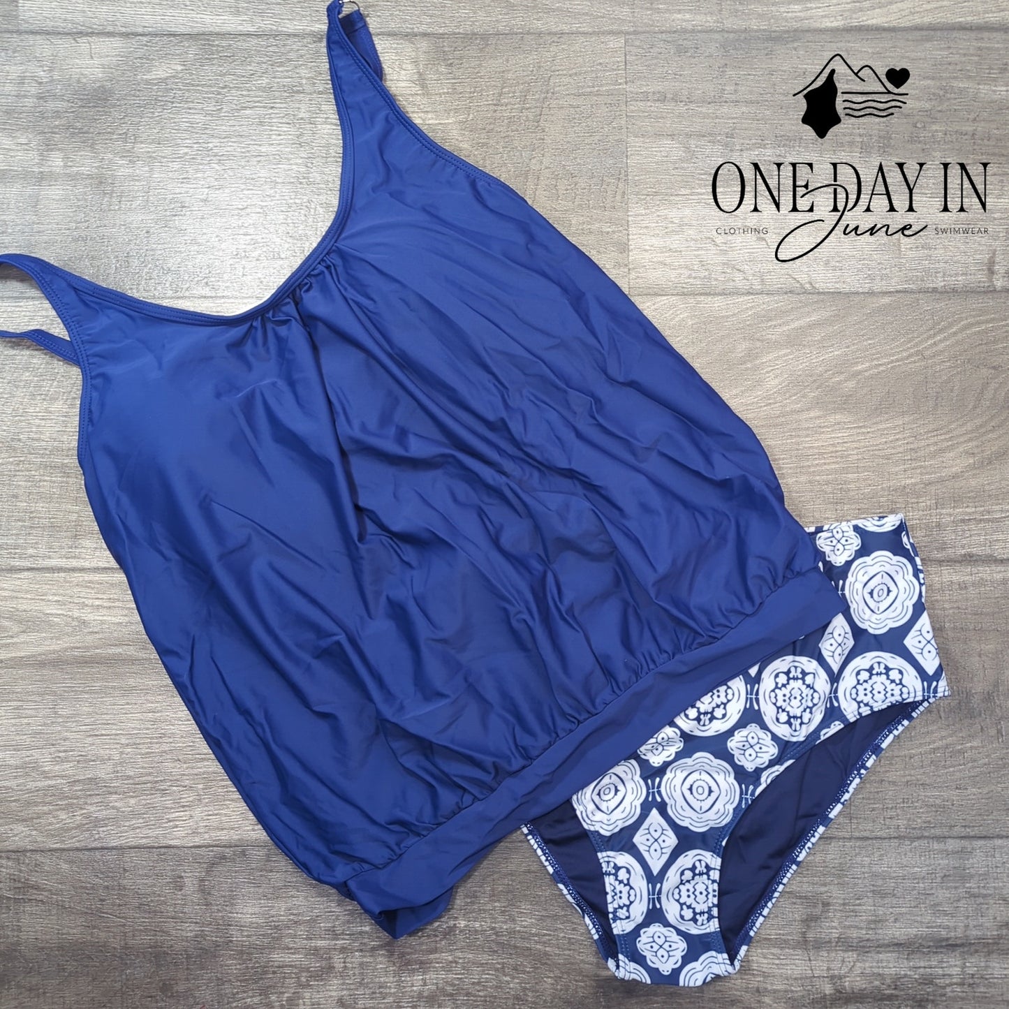 Yonique Blouson Tankini Swimsuit Size L