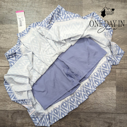 Lucky In Love Fancy Pleated Tennis Skort Blue White Geometric NWT Size S