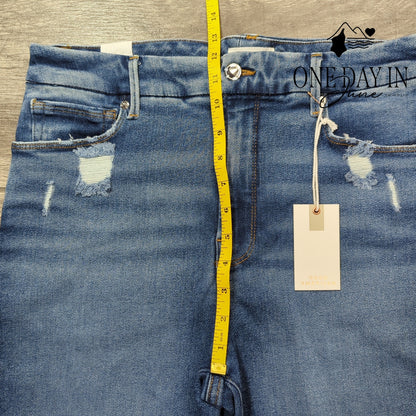 Good American Good Legs Crop Skinny Jeans Distressed Indigo NWT Size 12 (31)