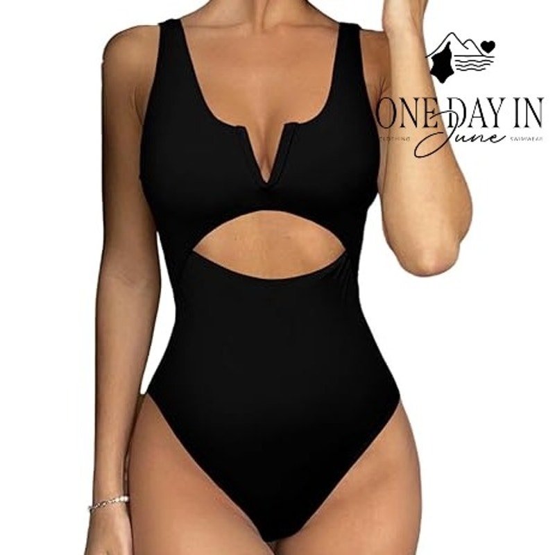 Meyeeka V Wire Cut Out One Piece Swimsuit Size L