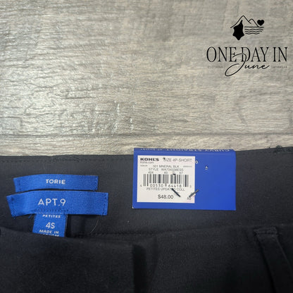 Apt. 9 Torie Curvy Straight Dress Pants Short Black Mid Rise NWT Size 4P Short