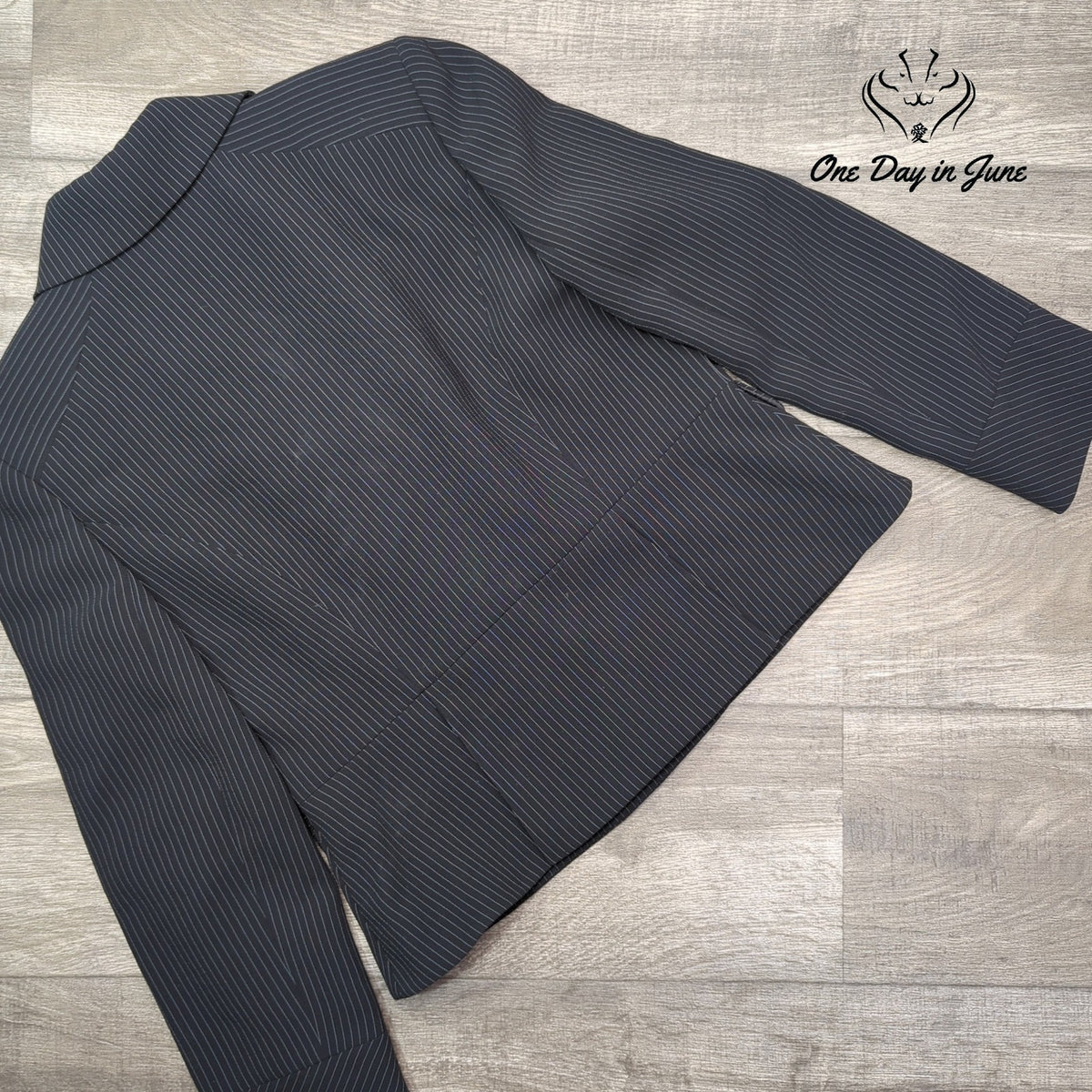 Tahari Arthur S Levine Petite Pinstripe Double Breasted Blazer Black Size 12P