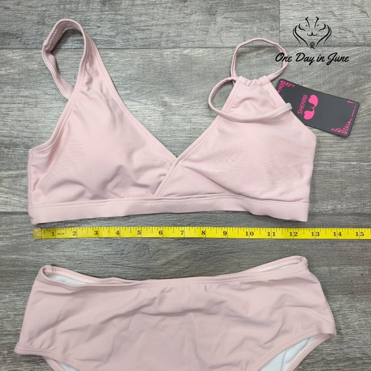 Shekini High Waist V Neck One Shoulder Bikini Swimsuit Size S