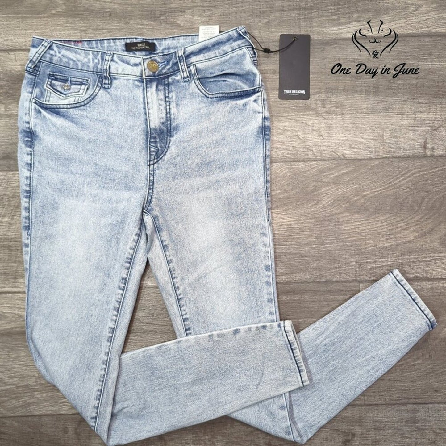 True Religion Halle High Rise Super Skinny Jeans Light Breezy Wash NWT Size (2)