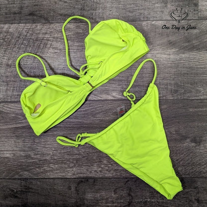 Amzbrly Tie Knot Keyhole Bikini Swimsuit Size L