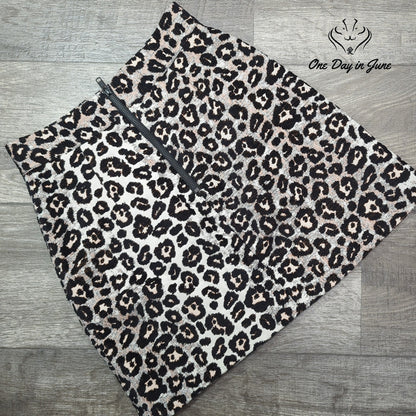 Topshop Leopard Jacquard Mini Skirt Metallic Animal Print Textured Size 2