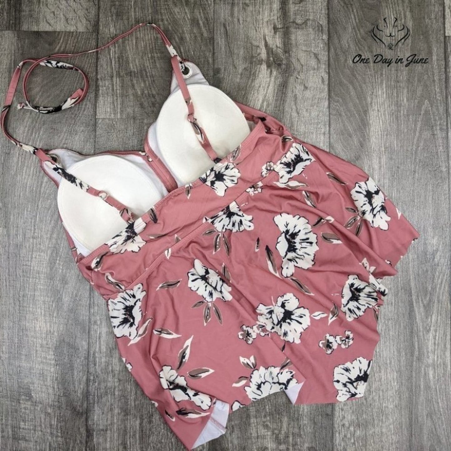 Evri Flounce Tankini Top Size 1X