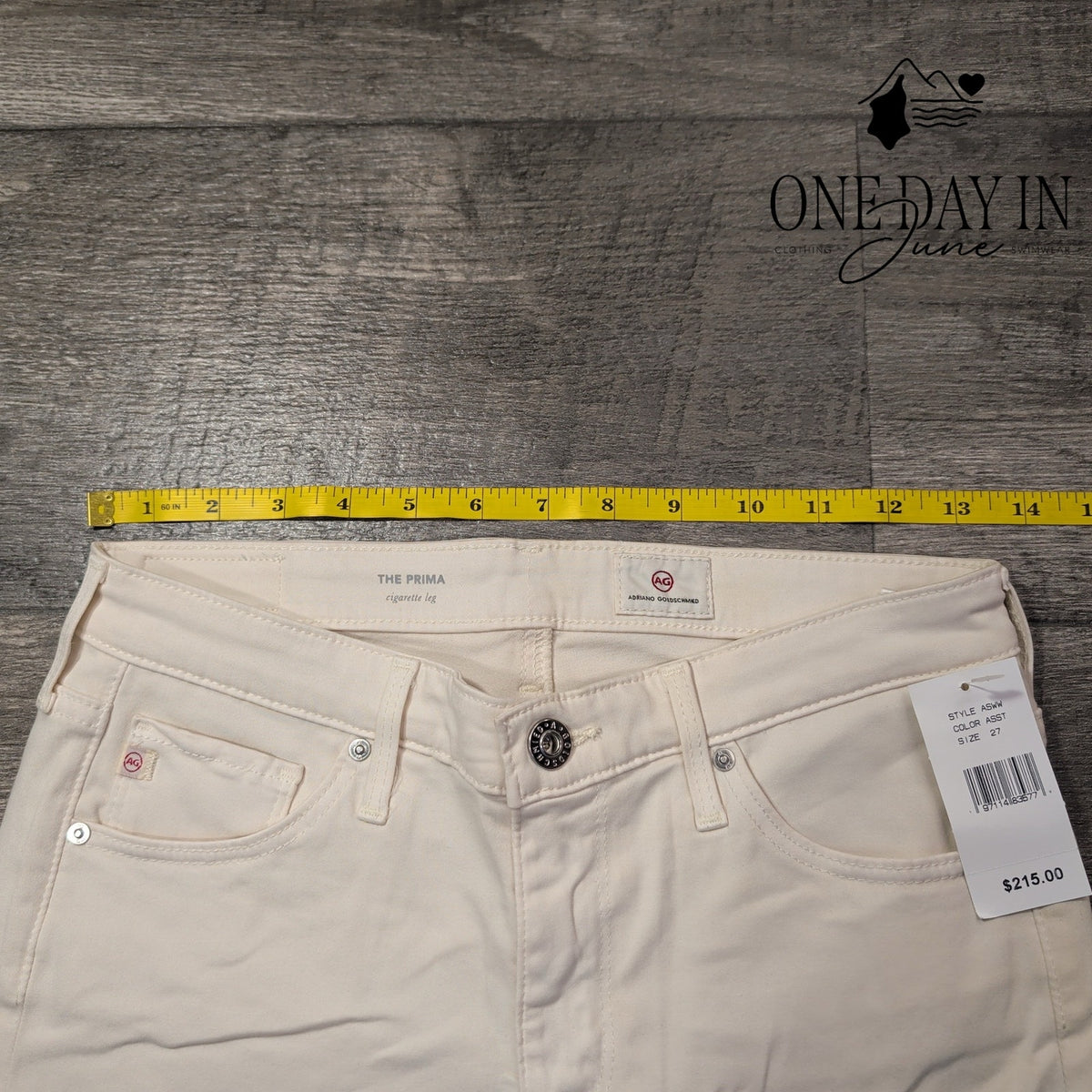 AG Adriano Goldschmied The Prima Cigarette Leg Jeans White NWT Size 4 (27)