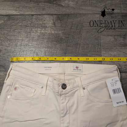 AG Adriano Goldschmied The Prima Cigarette Leg Jeans White NWT Size 4 (27)