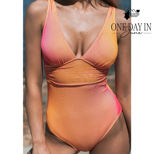 Cupshe Ribbed One Piece Swimsuit Size L