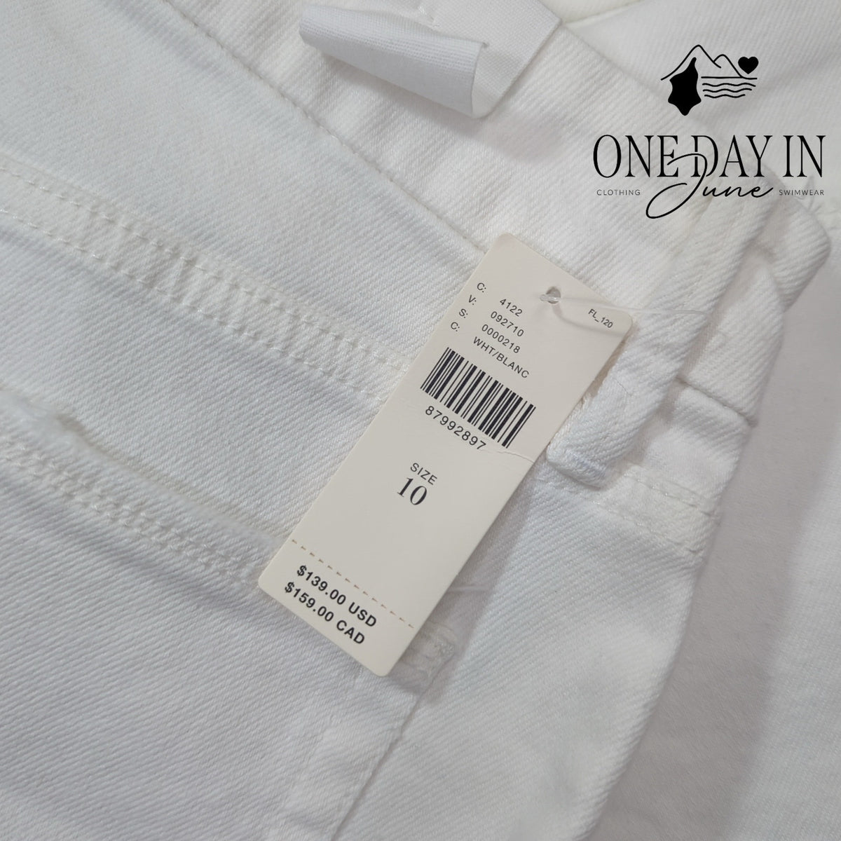 Good American Good Straight Raw Hem Jeans White NWT Size 10 (30)