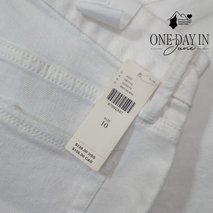 Good American Good Straight Raw Hem Jeans White NWT Size 10 (30)
