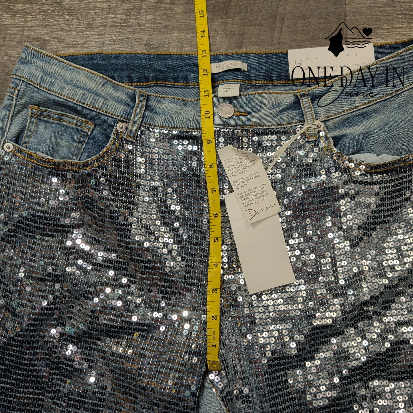 Cato Hi Rise Sequin Jeans Size 14
