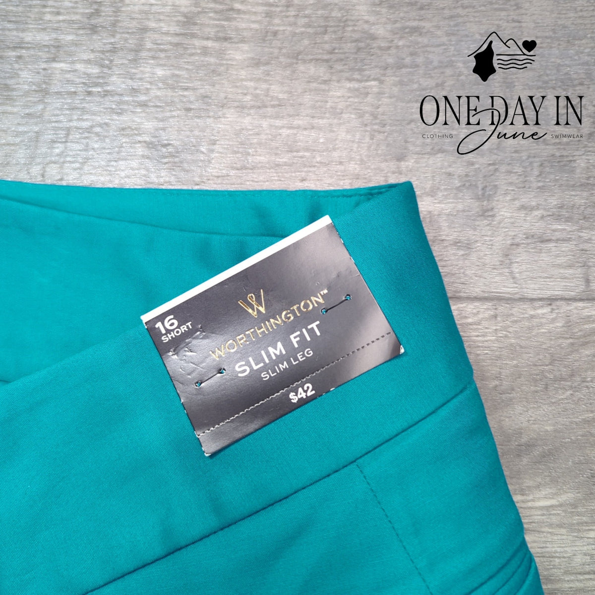 Worthinigton Slim Fit Slim Leg Dress Pants Teal Turquoise NWT Size 16S