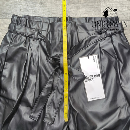 Almost Famous Paper Bag Waist Faux Leather Pants Size XL