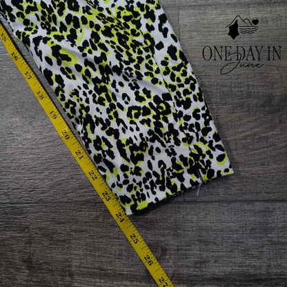 Peck & Peck Eva Crop Leopard Print Straight Leg Pants White Neon NWT Size 12