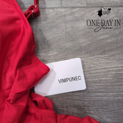 Vimpunec Cut Out Tie Back One Piece Swimsuit Red NWT Size XL