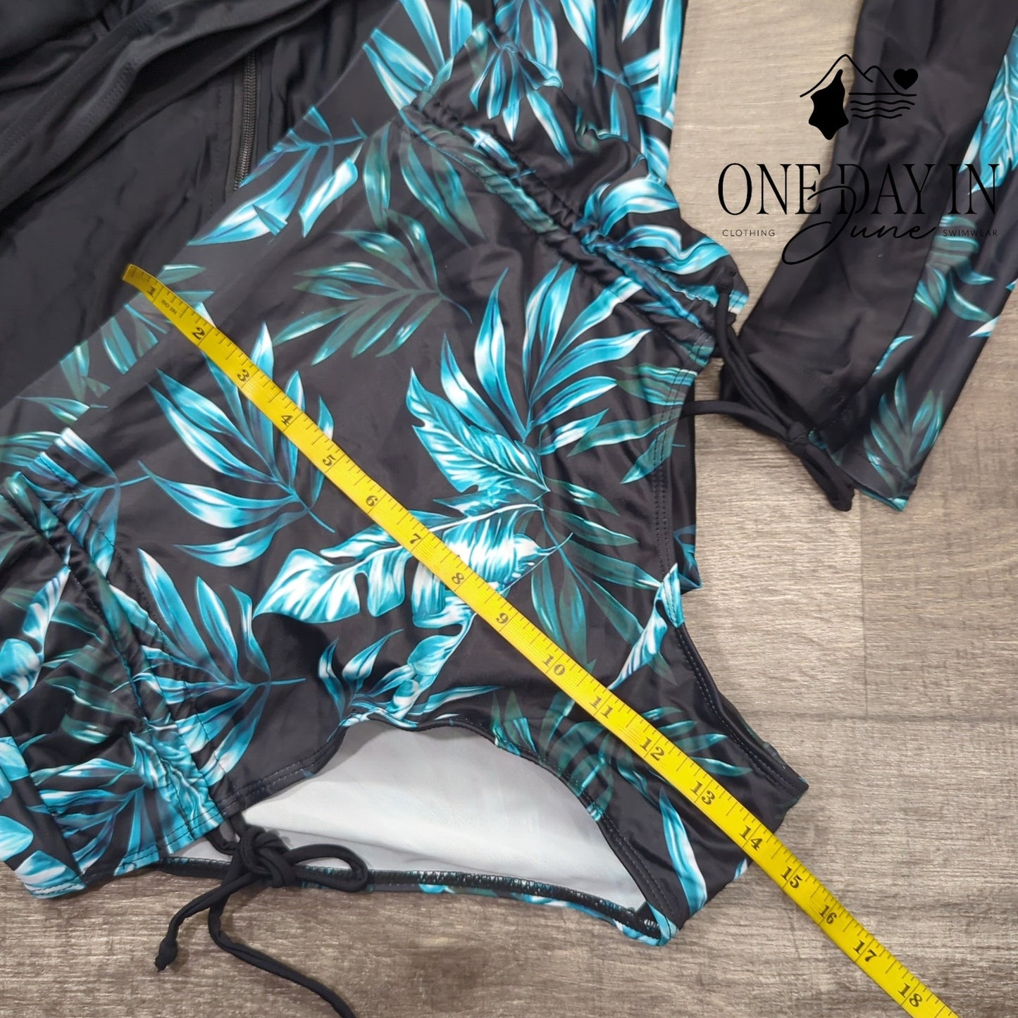 Jasambac Cross Front High Waist Rash Guard 3 Piece Bikini Swimsuit Size L