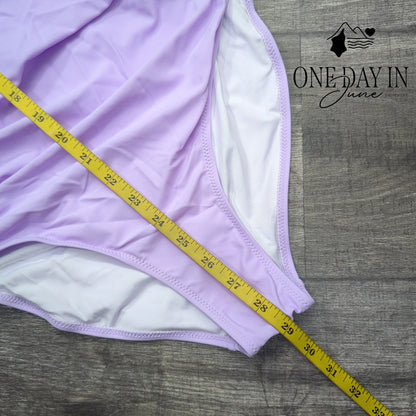Suuksess Cross Front Halter One Piece Swimsuit Lavender NWT Size M