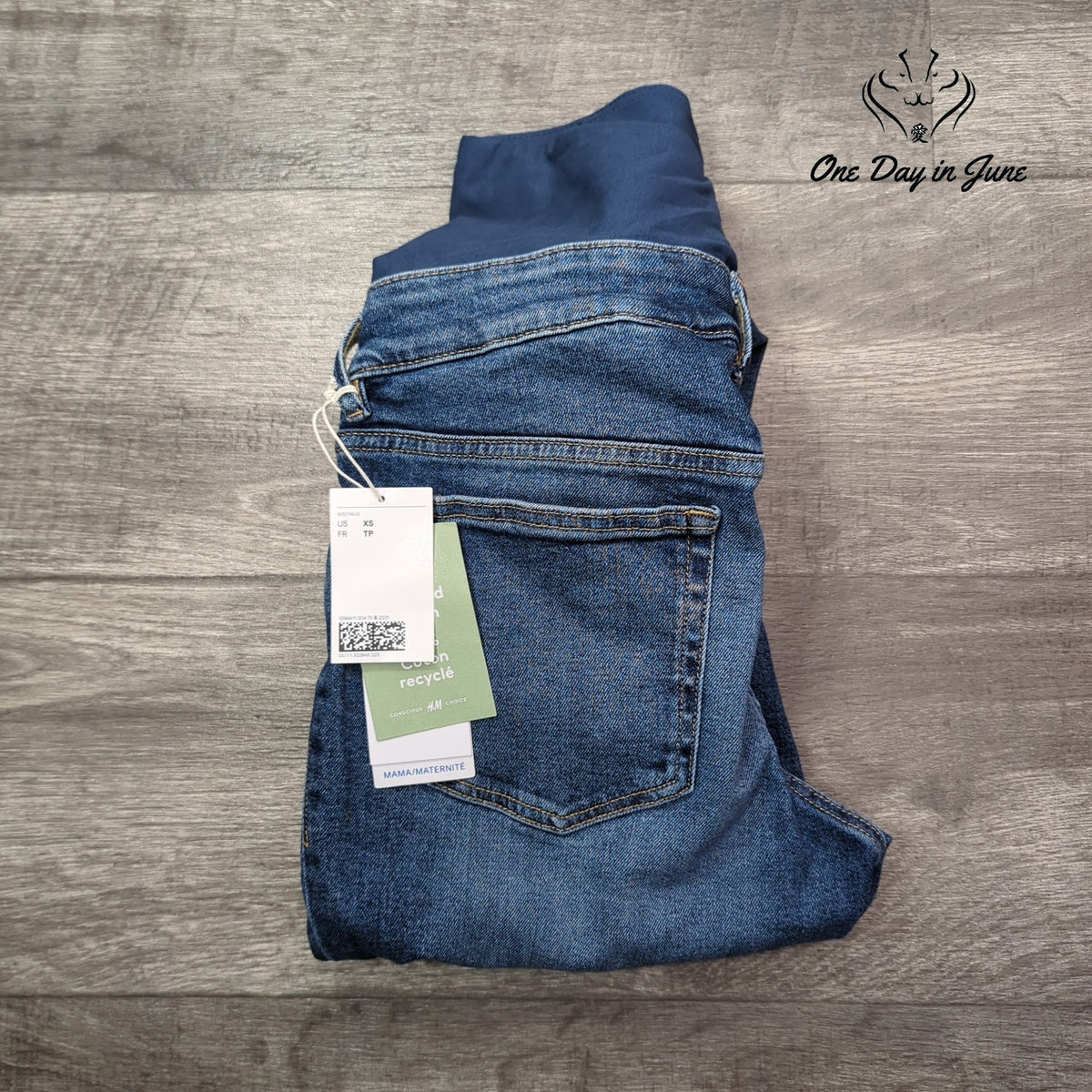 &Denim H&M MAMA Straight Leg Maternity Jeans Blue Over Belly NWT Size XS