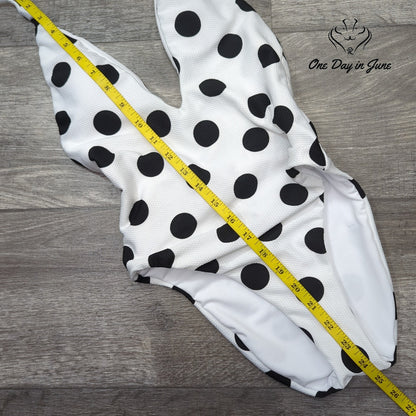 Bar III This And Dot Polka Dot Plunging One Piece Swimsuit NWT Size XS