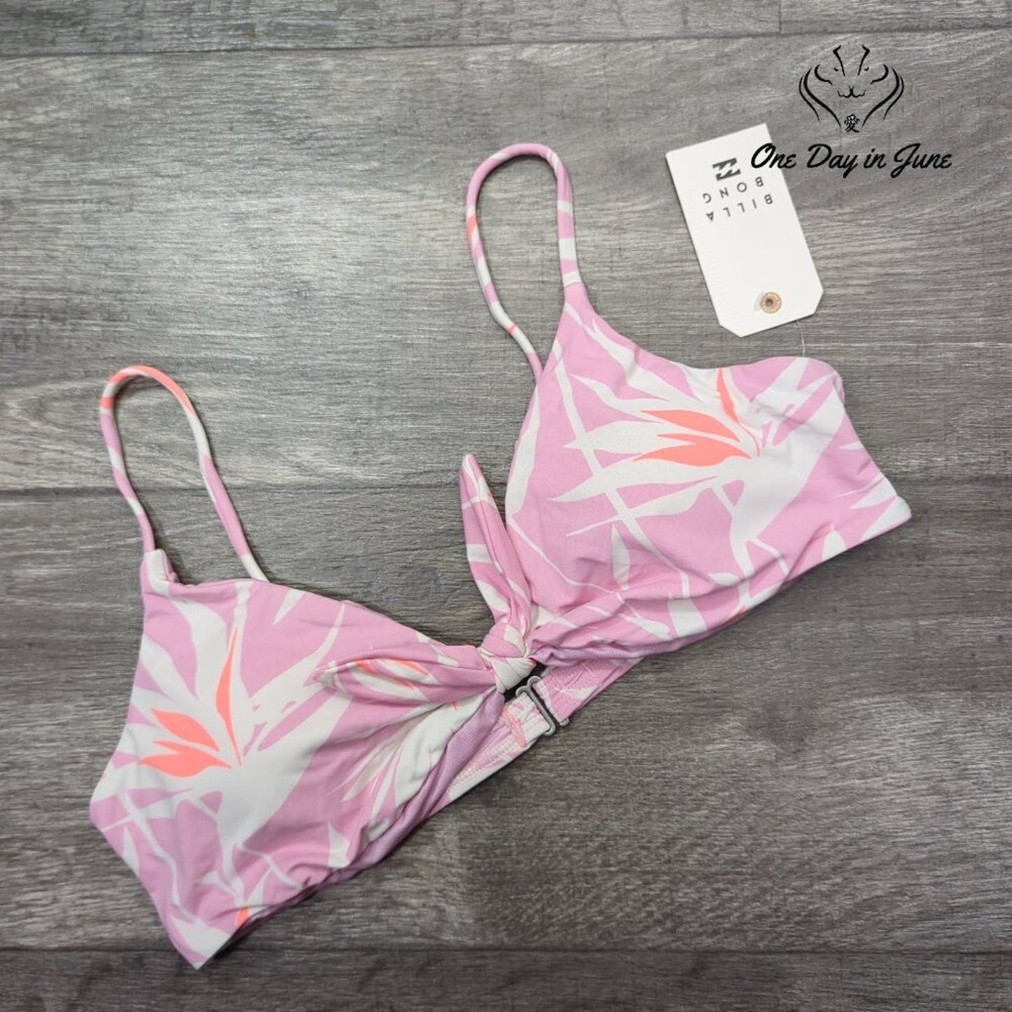 Billabong Another Paradise Knot Bikini Top Pink Floral NWT $55.95 Size XL