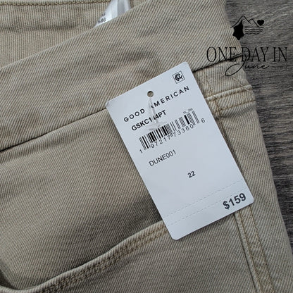 Good American Good Skate Crop Wide Leg Jeans Dune Beige NWT Size 22
