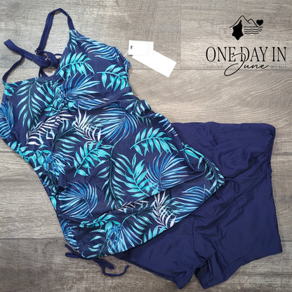 Maacie Maternity Drawstring Boyshort Tankini Swimsuit Size M