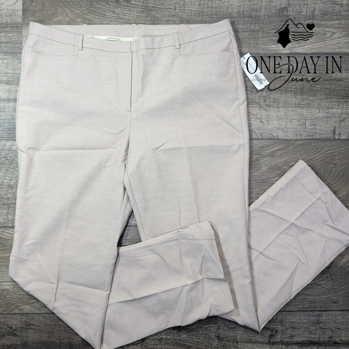 Worthington Modern Fit Straight Leg Dress Pants Colonial Cobblestone NWT Size 16