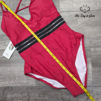 Cillet V Neck Mesh One Piece Swimsuit Size L