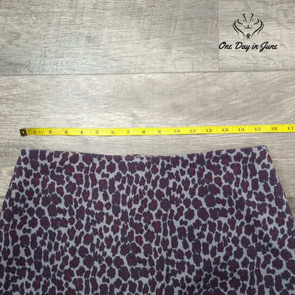 Talbots Petites Pencil Skirt Burgundy Purple Leopard Print Lined Size 8P