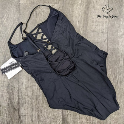 La Blanca Island Goddess Lace-up One-Piece Swimsuit Size 8