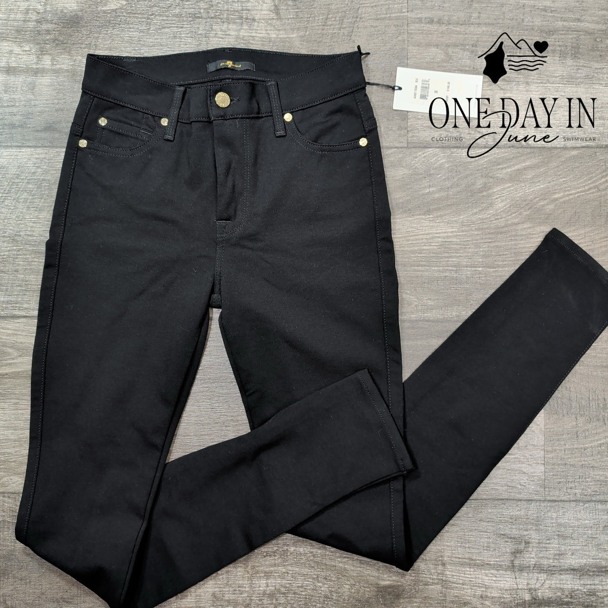7 For All Mankind Jegging Jeans Black Skinny Stretch Denim NWT Size 2 (26)
