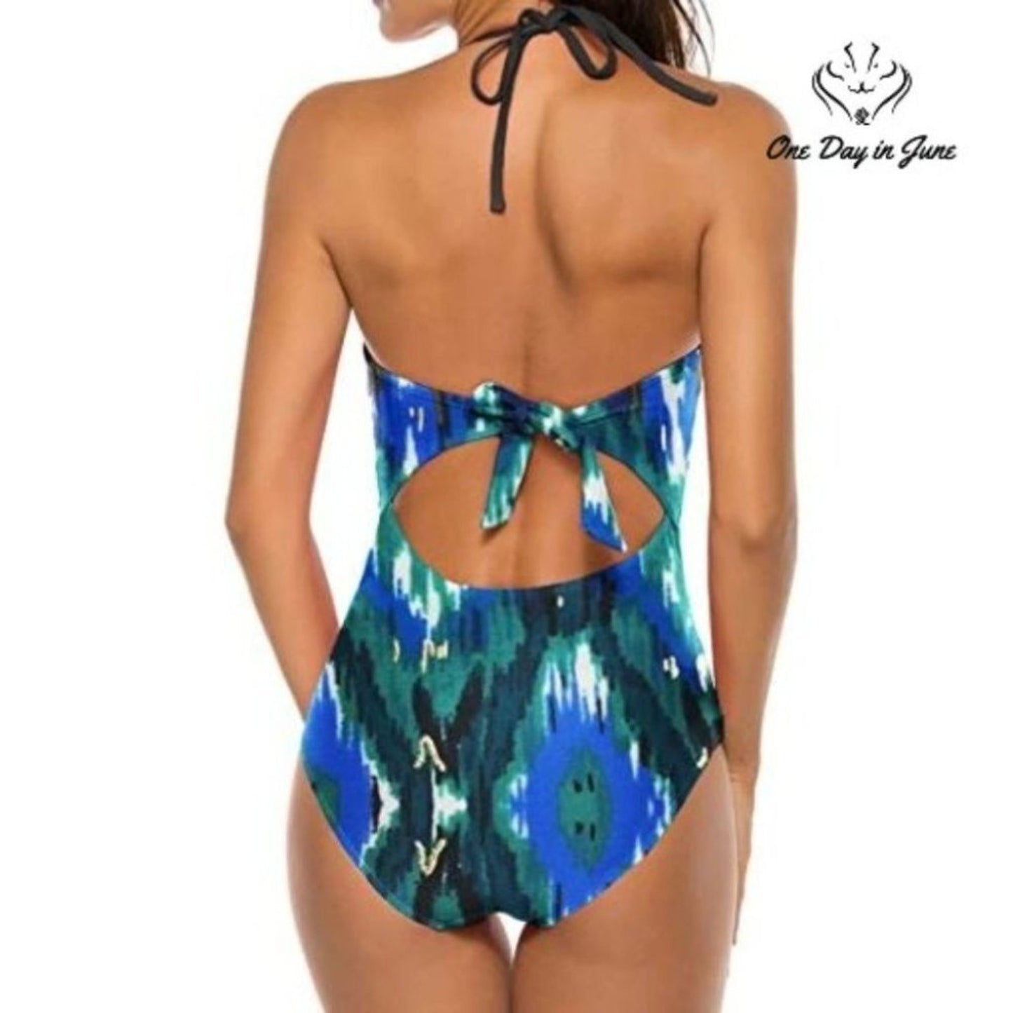 Urchics Halter Plunge One Piece Swimsuit Size M